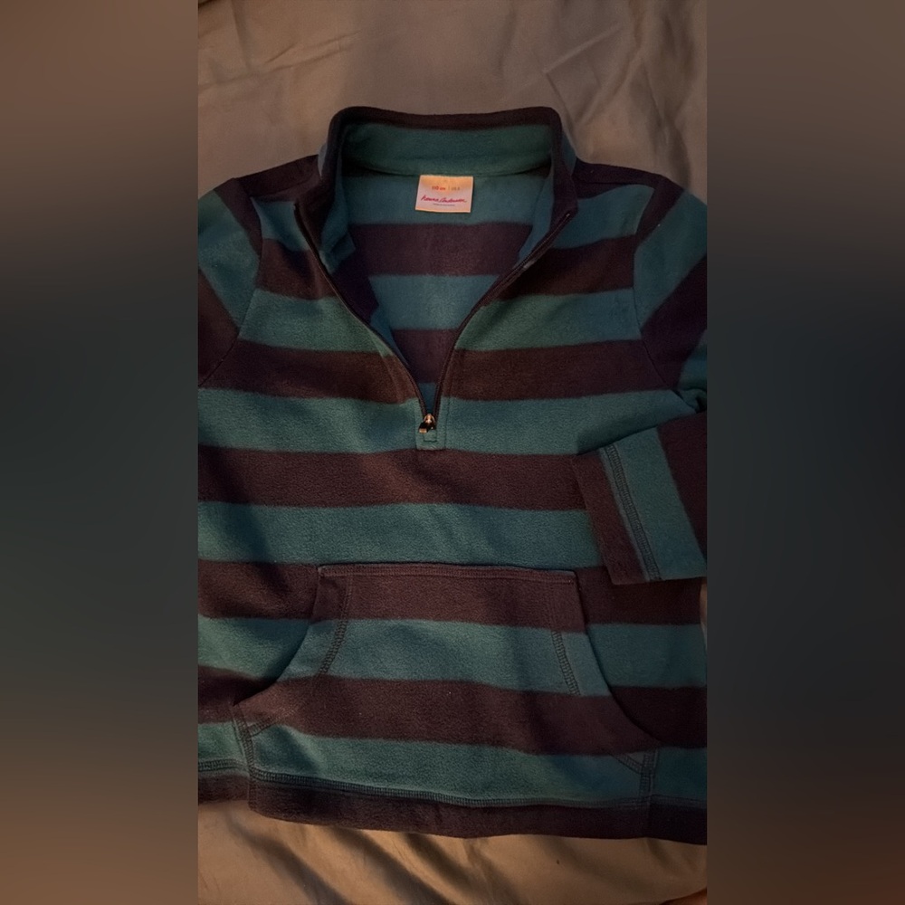 Hanna Andersson Blue and Brown Striped Kids Sweatshirt